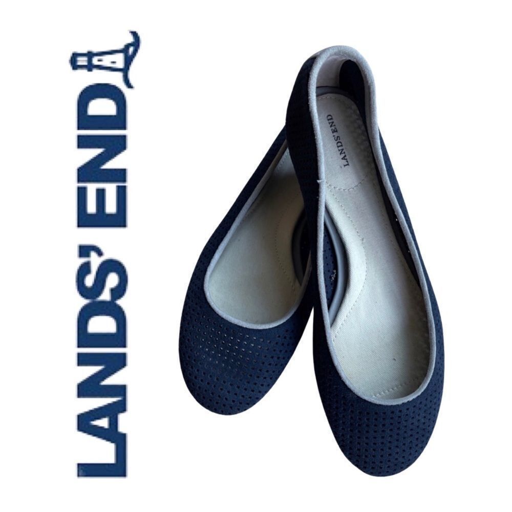 Land’s End Womens Size 6 Ballet Flat Mesh • Deep Sea Navy • NWT